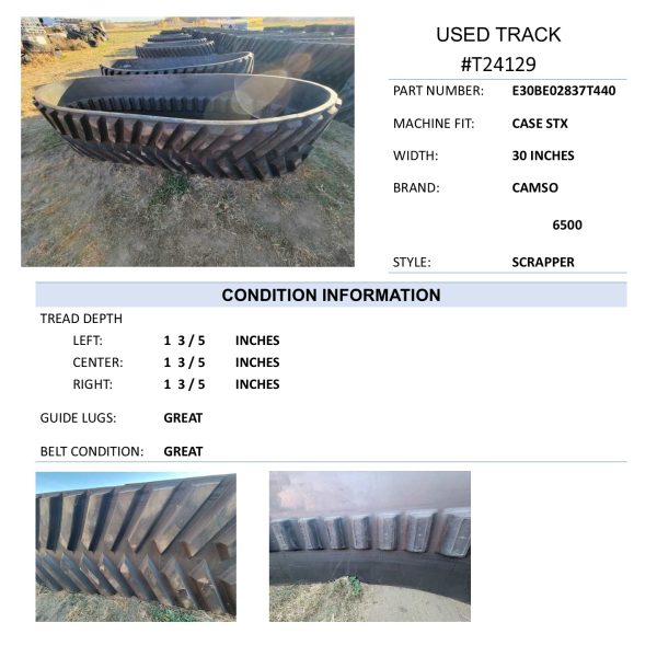 30" Camso 6500 Scraper like new CASE STX T24129