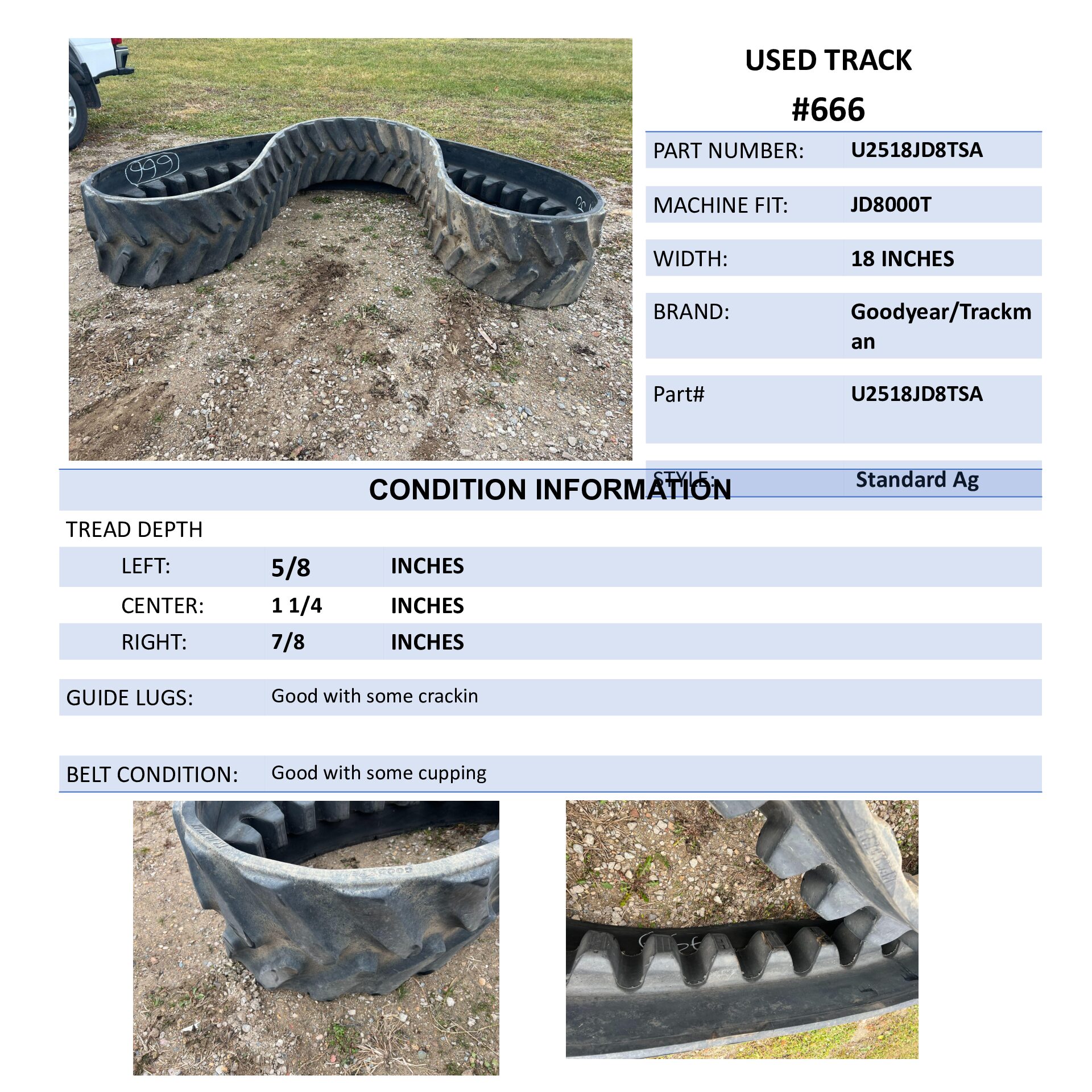 18" Goodyear/Trackman Standard Ag 8000T 35% #666