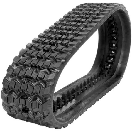 Black rubber construction skid-steer track C-lug multi-bar tread